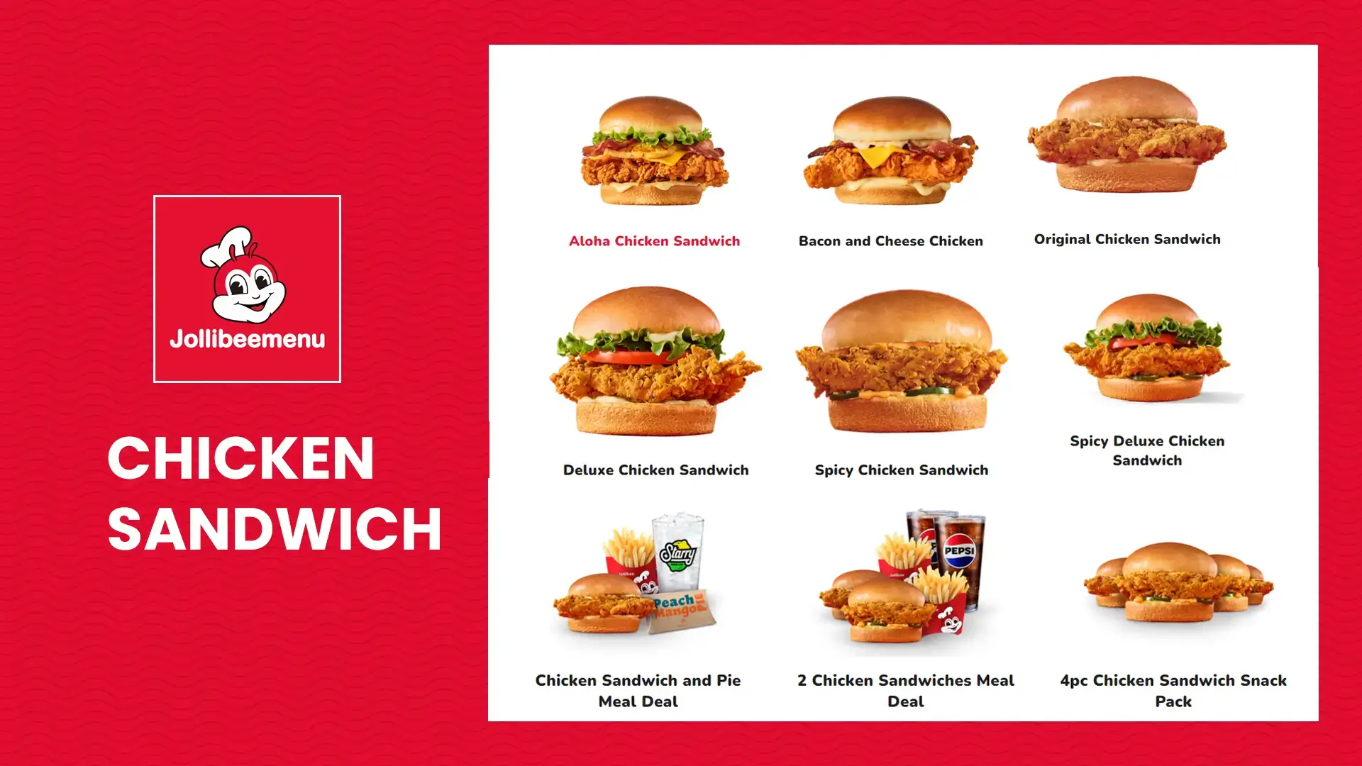 Jollibee Chicken Sandwich Menu