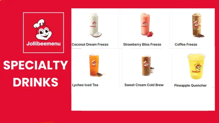 Menu of Jollibee drinks