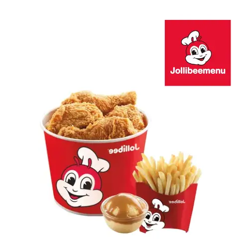 A crispy fried chicken with jollibee fries
