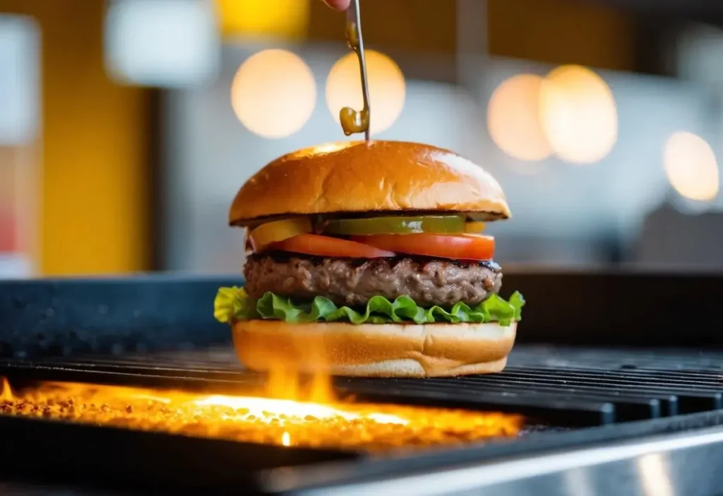 A juicy beef burger prepared at jollibee