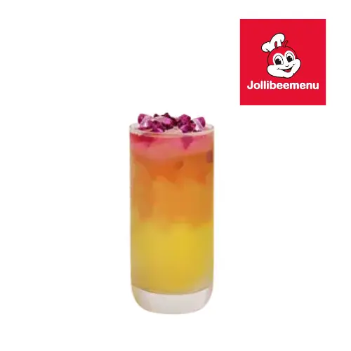 Mango and passionfruit quencher with real dragon fruit bits