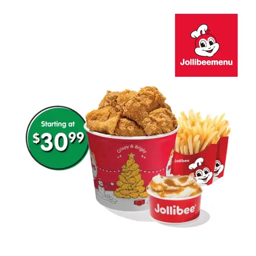 Jollibee holiday meal deal with 10pc chicken bucket treat C