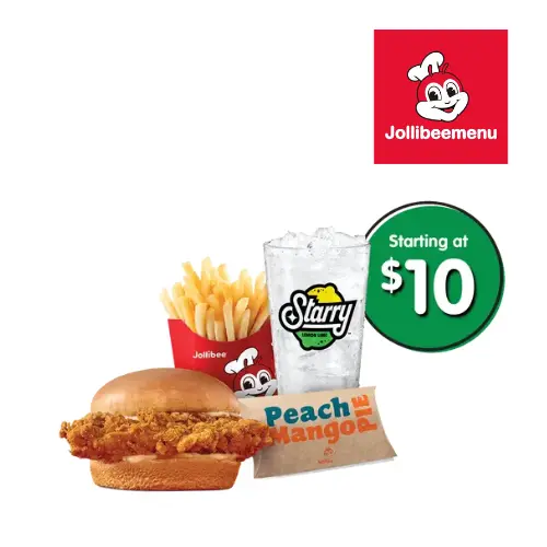 Jollibee Chicken sandwich and pie meal deal 